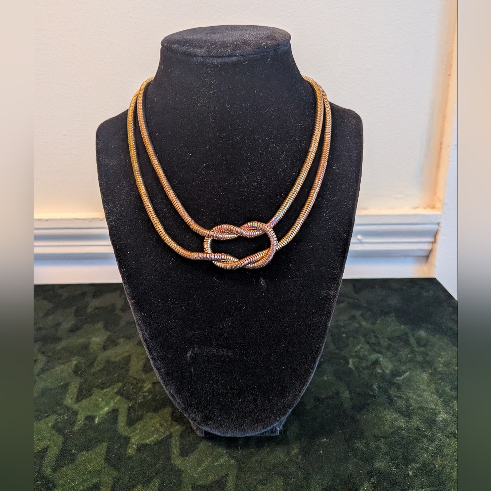 Milly Iridescent Bronze Colored Intertwined Knot Necklace